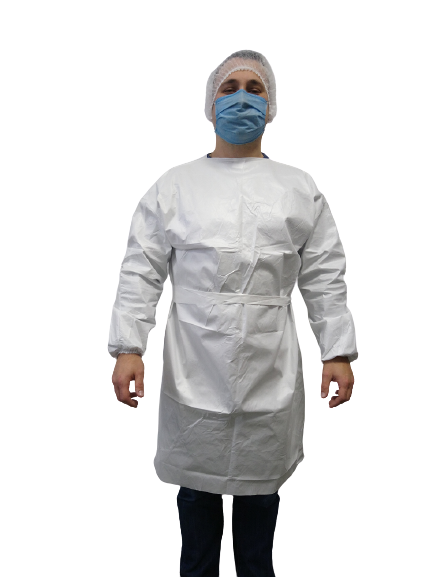 Халат поліпропіленовий на зав’язках з поясом (PP+microPE) BeSafePro, XL